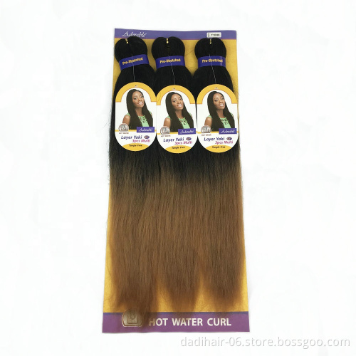 pre-streched braiding Flame Retardant fiber,hot water set braids,curl,locs,yaki wave synthetic hair weave EZ braids two tone